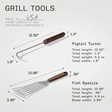4-piece frying pan set - includes frying pan spatula, workbench scraper, fish spatula and pigtail flipper - brown linen micro-carbon fiber handle