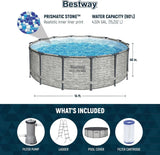 Above Ground Swimming Pool w/ Pump, Cover, & Ladder, 14' x 48", Steel Pro MAX, Gray - Backyard Outdoor Round Pool w/ Filter, 42-Inch Deep Water