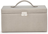 Medium-sized jewelry box, made of tin - 28 compartments, 10 spaces for storing rings, 20 slots for ear piercings 10 compartments for storing necklaces - Includes a handbag