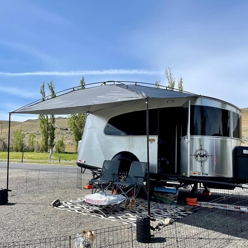 Sunshade portable roof tent, with dimensions of 9 feet by 7 feet, has a large shading area, is lightweight and durable, and is suitable for vehicles such as trucks, SUVs, vans, and camper vans (dark blue) W2881