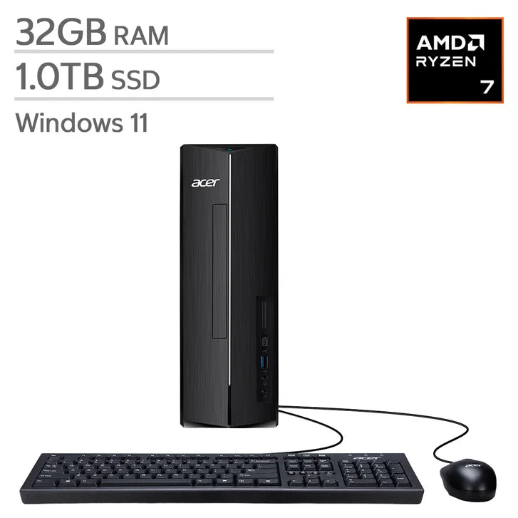 Acer Aspire Slim Desktop, AMD Ryzen 7 7730U - 32GB RAM, 1TB SSD M3495