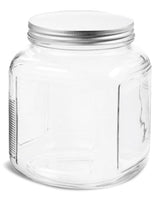 Cracker Glass Food Storage Jar with Silver Lid, 2-qt, Clear & Durable Glass