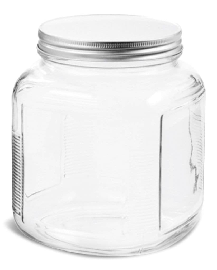 Cracker Glass Food Storage Jar with Silver Lid, 2-qt, Clear & Durable Glass