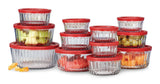 Fluted Glass Food Storage Set with Lids, 12 Count