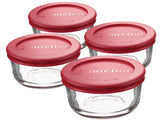 Glass Round Storage Containers with Lids, 4 Count