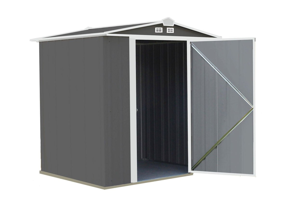 Arrow EZEE Galvanized Steel Storage Shed with Low Gable Roof, Charcoal/Cream, 6-ft x 5-ft