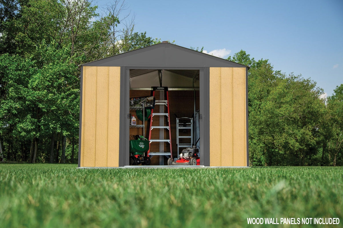 Arrow Ironwood Steel Hybrid Shed Kit, Anthracite, 10-ft x 12-ft