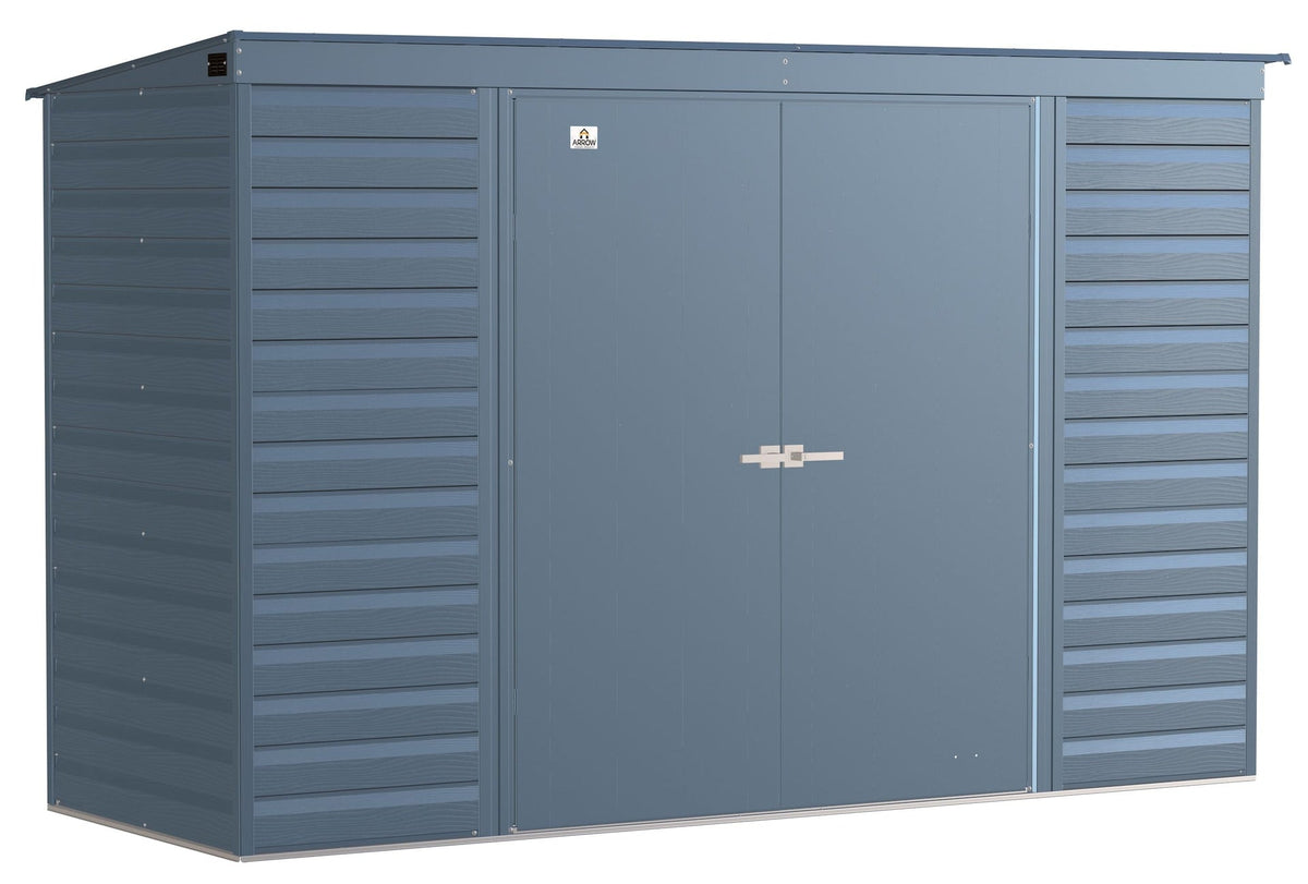 Arrow Select Galvanized Steel Storage Shed, Blue Grey, 10-ft x 4-ft