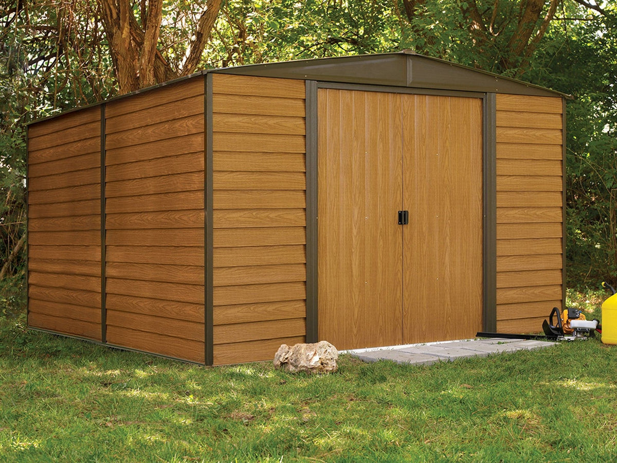 Arrow Woodridge Electro Galvanized Steel Storage Shed, 10-ft x 12-ft