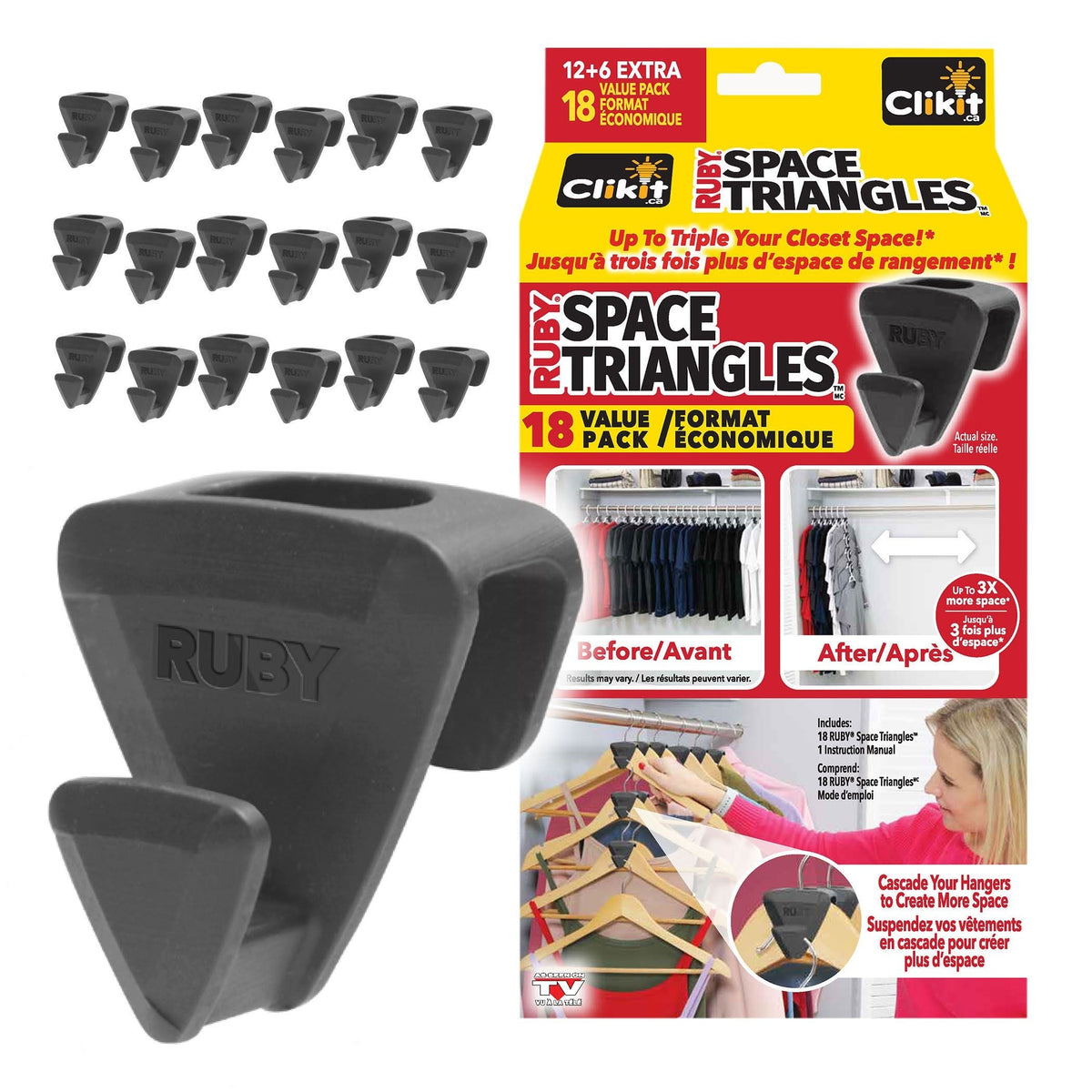 Ruby Space Saver Triangles, Black, 18-pk