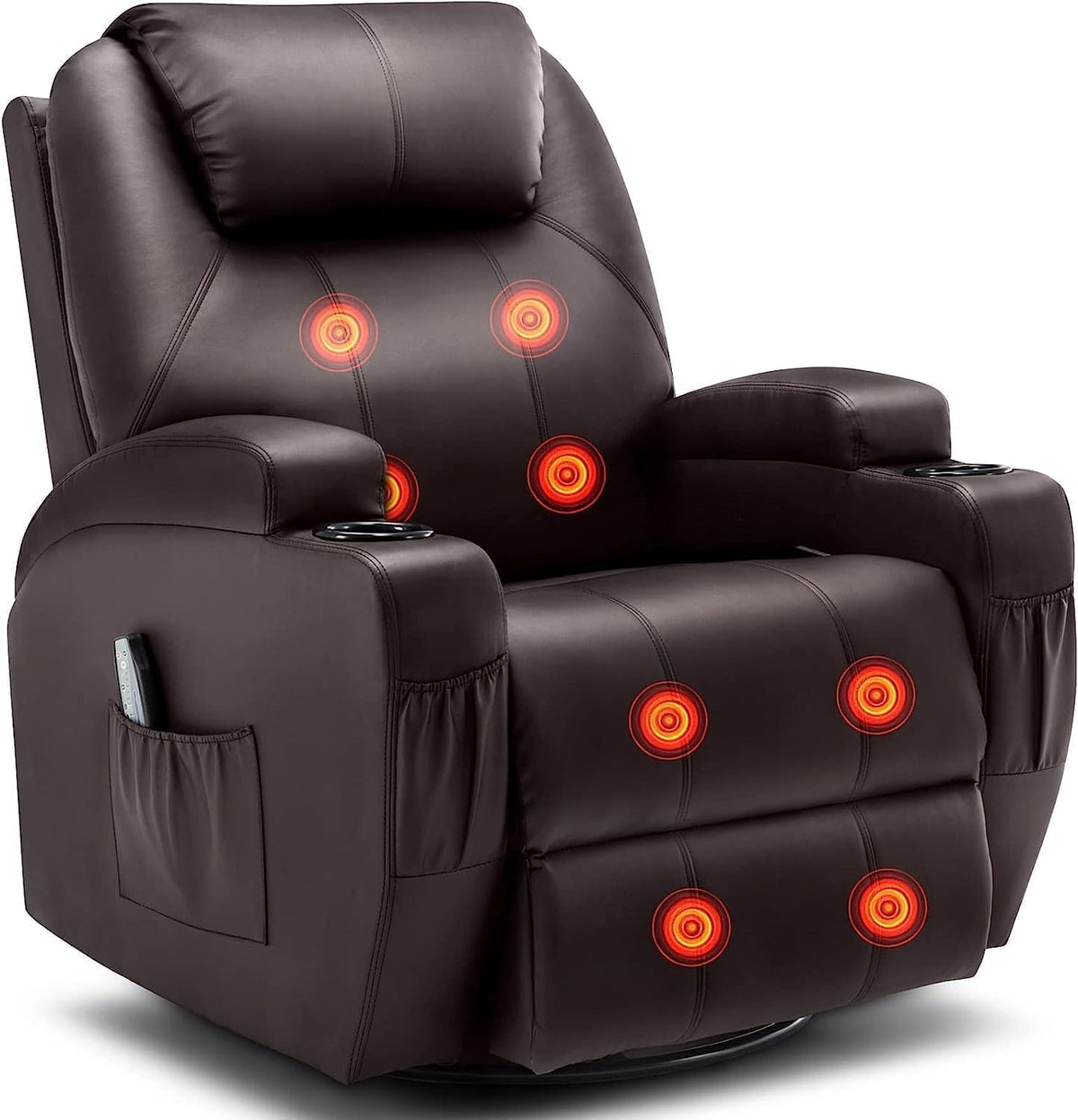 Recliner Chair, Rocking Chair with Massage and Heat, 360° Swivel Recliner Chairs for Adults, Rocker Manual Recliner with Remote Control and Cup Holder Room, Bedroom, Nursery