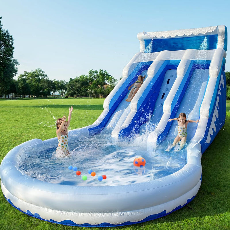 Large Inflatable Water Slide Swimming Pool Play Center, Commercial Grade Lightweight Premium Water Slide Bounce House 20.6x9.5x9.3Ft for Kids and Adults (with Blower) E2293