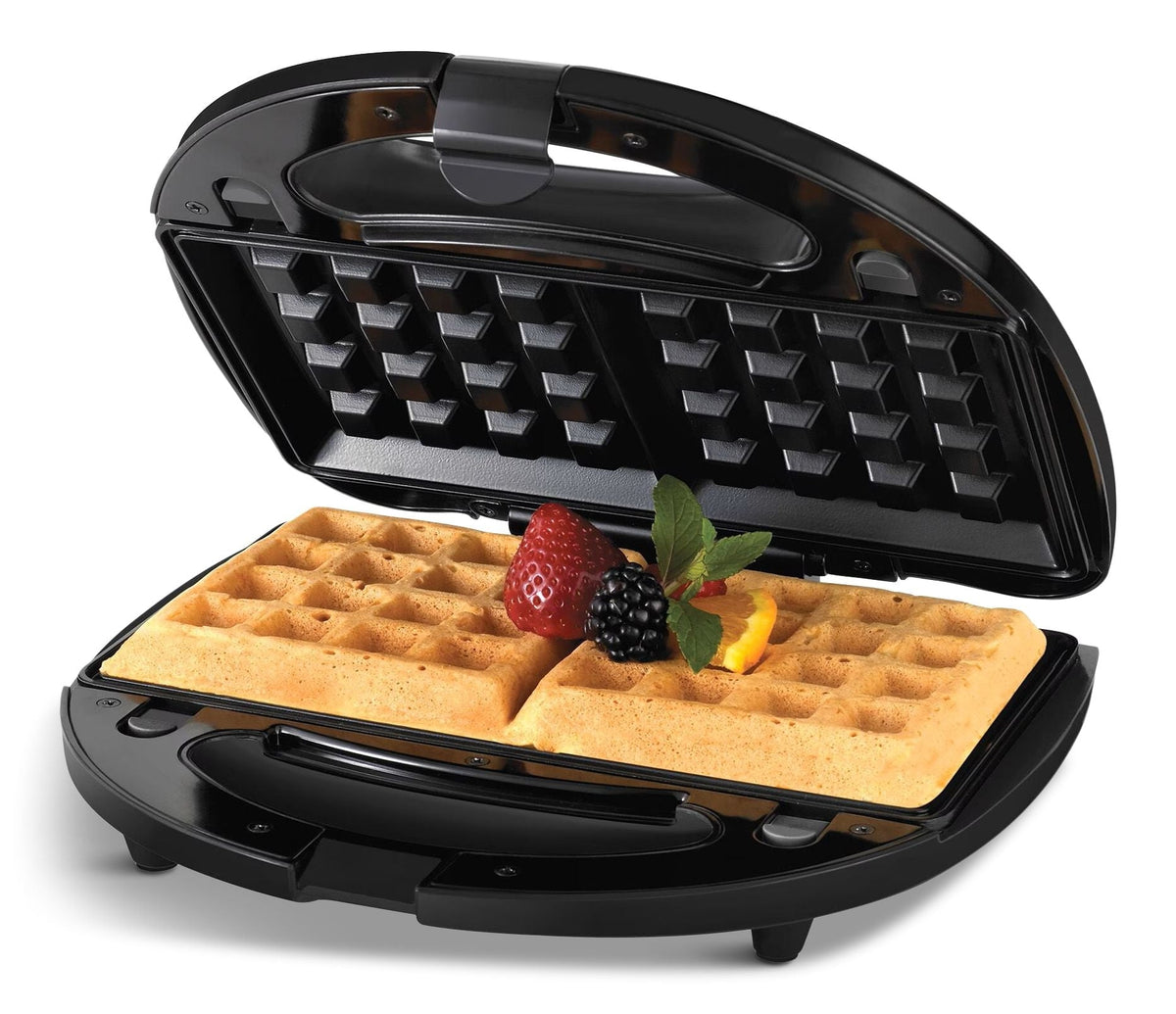 4-in-1 Round Compact Waffle Maker with Interchangeable Plates & Indicator Lights