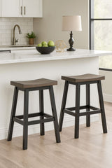 Arnold Oak/Dark Grey Counter/Bar Stool with Back Rest, 2-pc