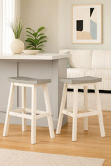 Asher Grey/White Backless Counter/Bar Stool, 2-pc