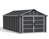 by Yukon 2-Door Car Garage/Utility Storage Shed Kit, Dark Grey, 11x21-ft