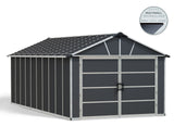by Yukon 2-Door Car Garage/Utility Storage Shed Kit, Dark Grey, 11x21-ft