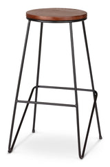 CANVAS Axel Round Metal & Solid Wood Top Counter Stool Armless Backless, Black/Brown