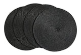 CANVAS Braided Round Placemats, Black, 15-in Diameter, 4-pk