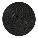 CANVAS Braided Round Placemats, Black, 15-in Diameter, 4-pk