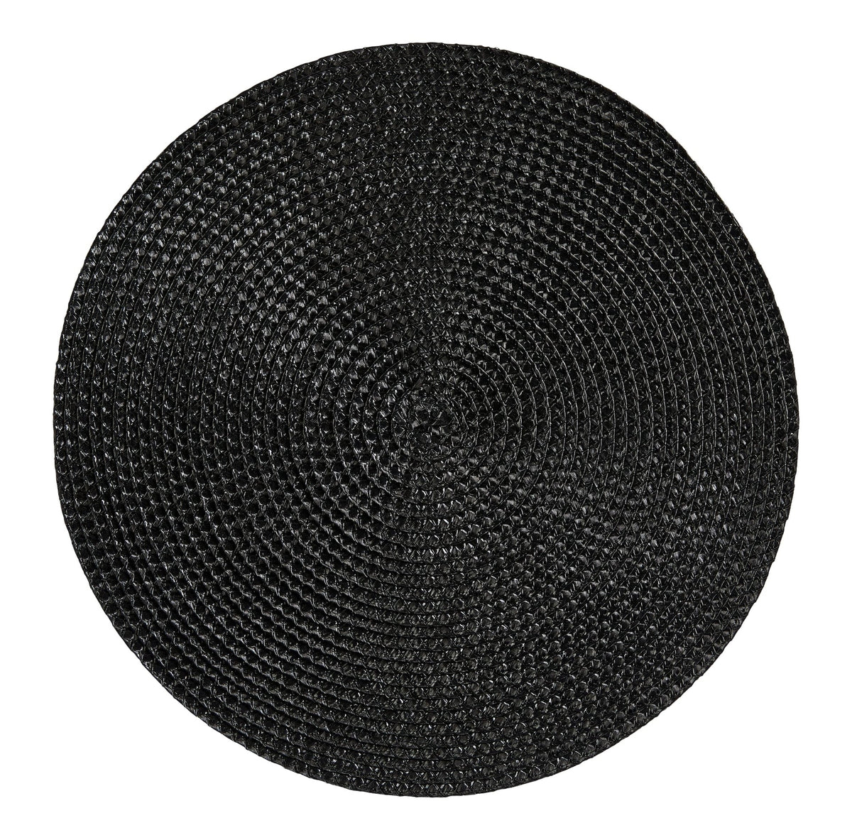 CANVAS Braided Round Placemats, Black, 15-in Diameter, 4-pk