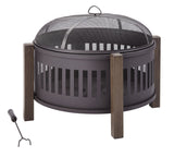 Canvas Campobello Round Wood Burning Outdoor Fire Bowl/Fire Pit, 31 x 24-in