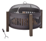 Canvas Campobello Round Wood Burning Outdoor Fire Bowl/Fire Pit, 31 x 24-in