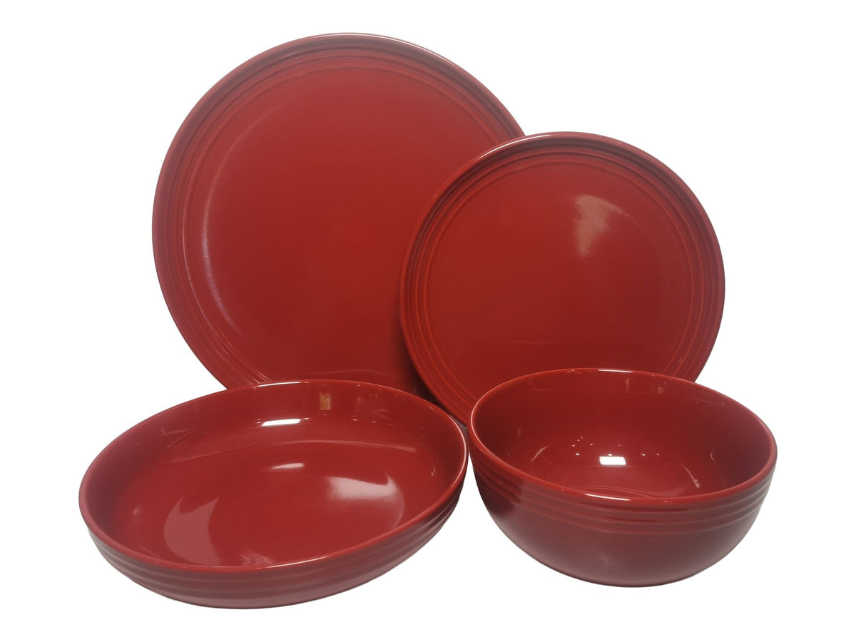 CANVAS Edenhill Farmhouse Bistro Stoneware Dinnerware Set, Serves 4, 16-pc, Red