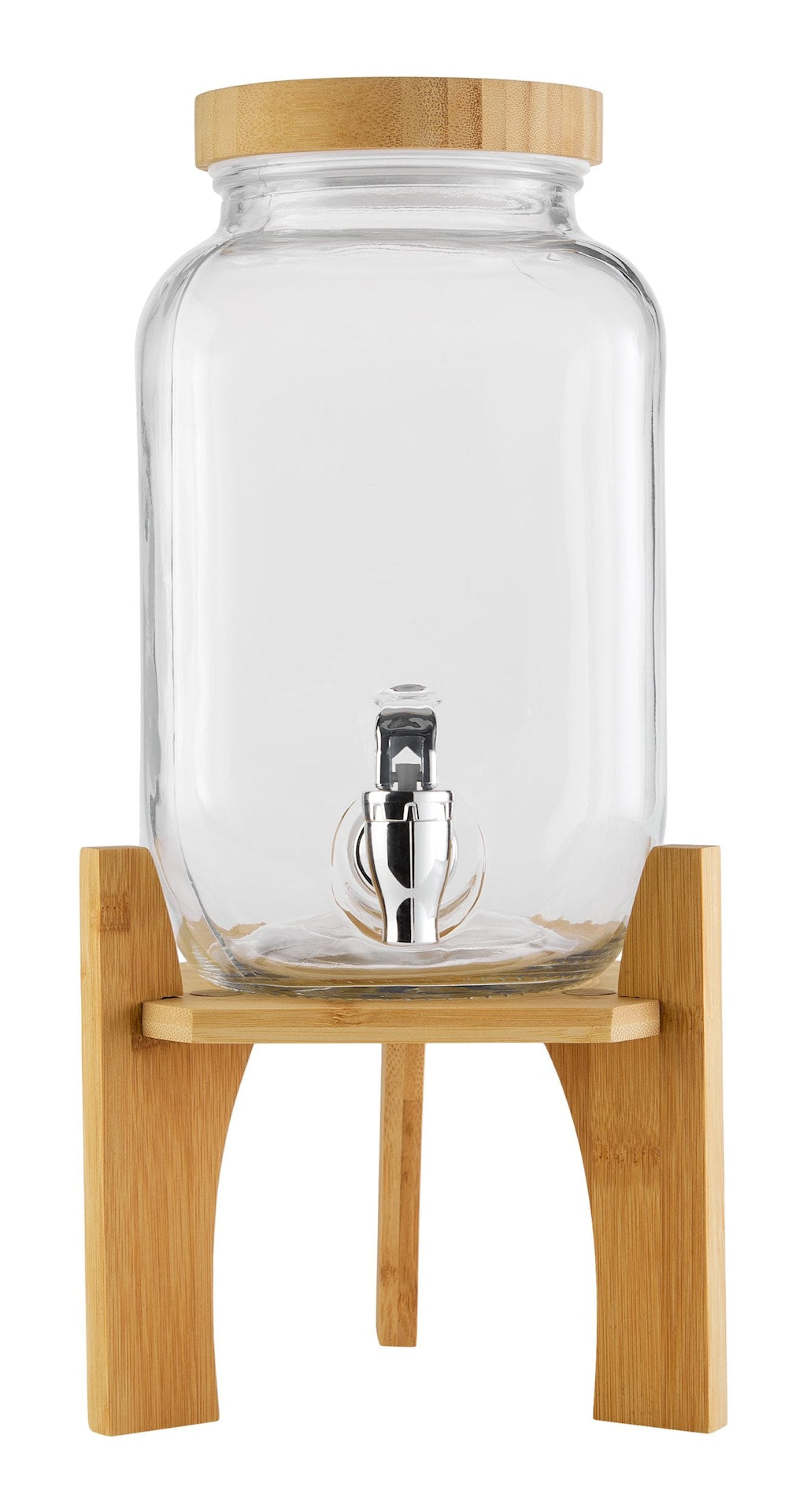 CANVAS Glass Drink Dispenser, 4-L, with Bamboo Stand & Lid
