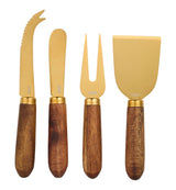 CANVAS Gold & Wood Cheese Knives with Wooden Handle