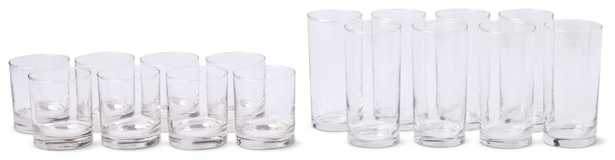 CANVAS Heavy Base Glassware Tumbler Set, Clear, 11 oz & 15 oz, 16-pc