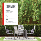 CANVAS Minden Steel Outdoor Patio Dining Set with Glass Top Table, Grey, 5-pc
