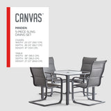 CANVAS Minden Steel Outdoor Patio Dining Set with Glass Top Table, Grey, 5-pc