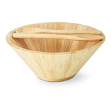 CANVAS Rubberwood Tapered Salad Bowl & Servers, Tan