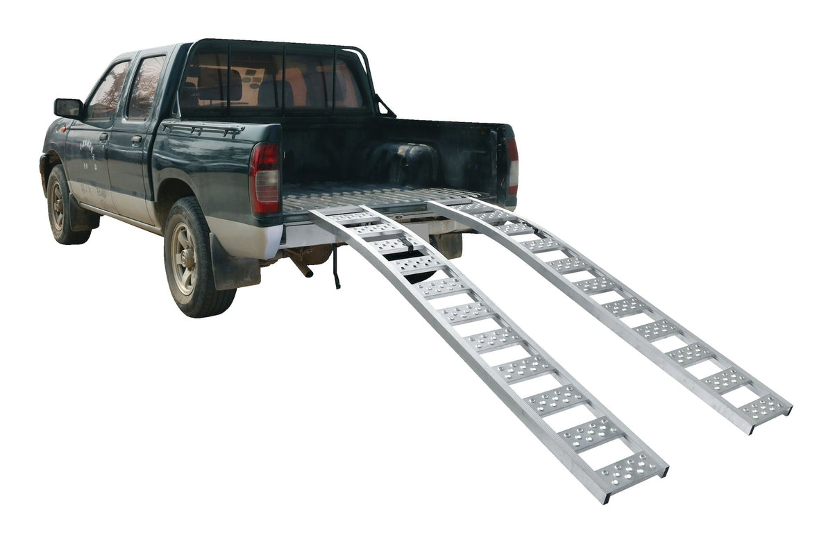 CargoMaster Aluminum Arched Loading Ramps Pair with Adjustable Straps, 90 x 12-in, 2-pc