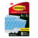 Command 8-Piece 5-lb Medium and Large White All Weather Outdoor & Bath Damage Free Hanging Strips