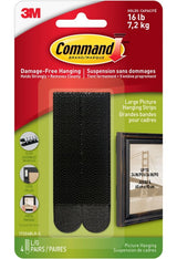 Command Large Adhesive Picture Hanging Strips, Black, 16-lbs, 4 Strips per Pack