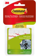 Command Small Adhesive Poster Hanging Strips Value Pack for Small Posters, White, 48 Strips per Pack