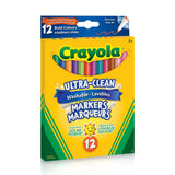 Ultra-Clean Washable Fine Tip Markers for Drawing/Colouring, Multi-Colour, 12-pk, Ages 3+