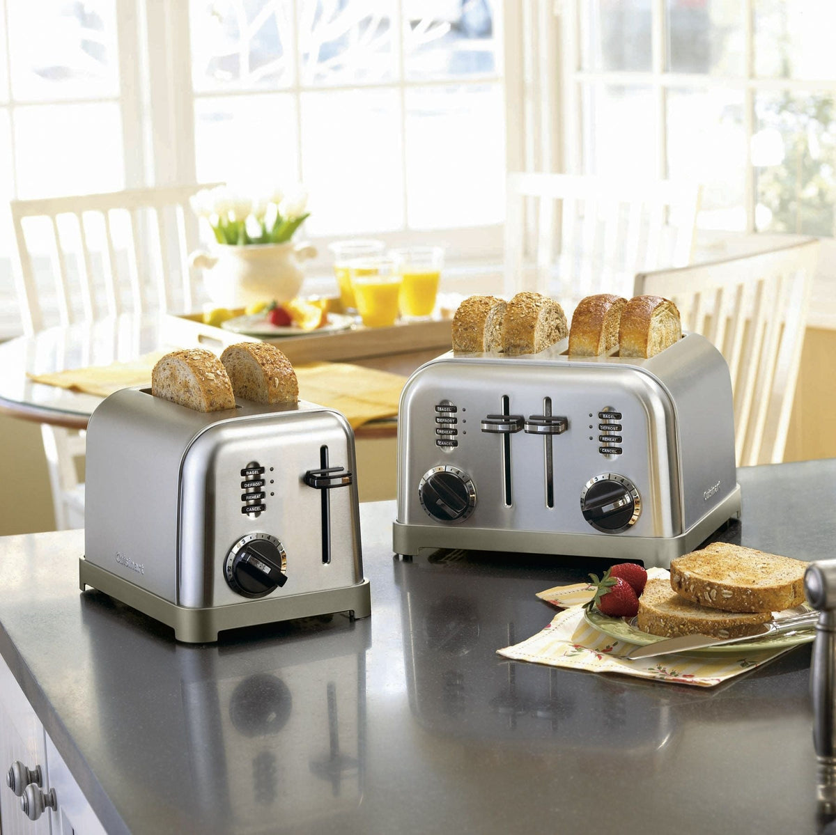 Metal Classic Toaster with 6 Settings, Stainless Steel, 2-Slices