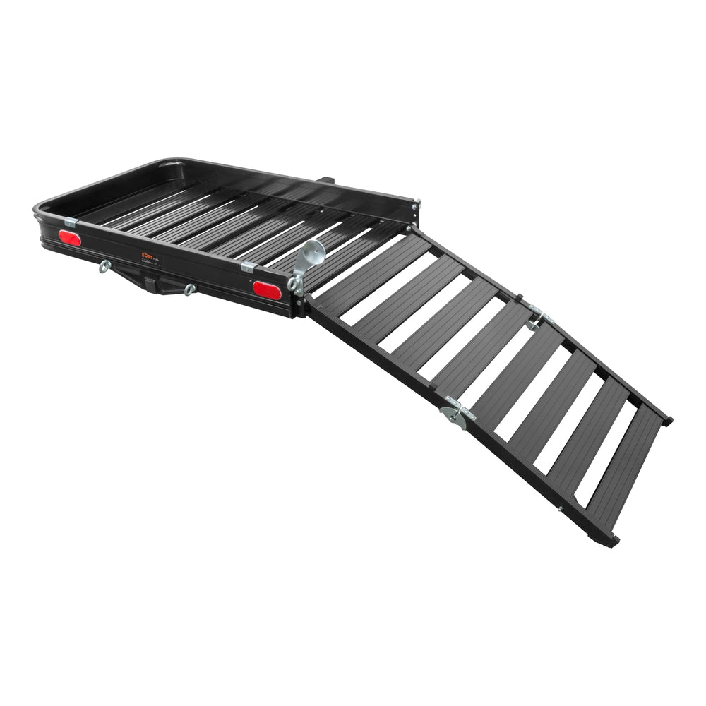 18112 Aluminum Hitch Mount Basket-Style Cargo Carrier with Ramp, Fits 2-in Receivers, 50 x 30-in
