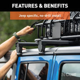 18119 Quick-Release Roof Rack Crossbars, Black Steel, Select Wrangler JK