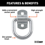 83742 3-in x 3-in Surface-Mounted Tie-Down D-Ring (3600-lb, Clear Zinc)