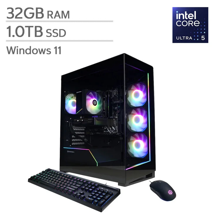 CyberPowerPC Gamer Xtreme Gaming Desktop, Intel Core Ultra 5 225F - 32GB RAM, 1TB SSD, 8GB NVIDIA GeForce RTX 5060