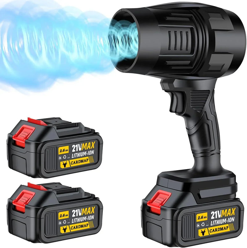 Electric Cordless Leaf Blower, Handheld Electric Leaf Blower, Mini Jet Dry Blower Fan with 2 Packs 2.6Ah Batteries and Charger, Violent Turbo Jet Blower for Lawn, Patio, Outdoors, Car, Home J3970