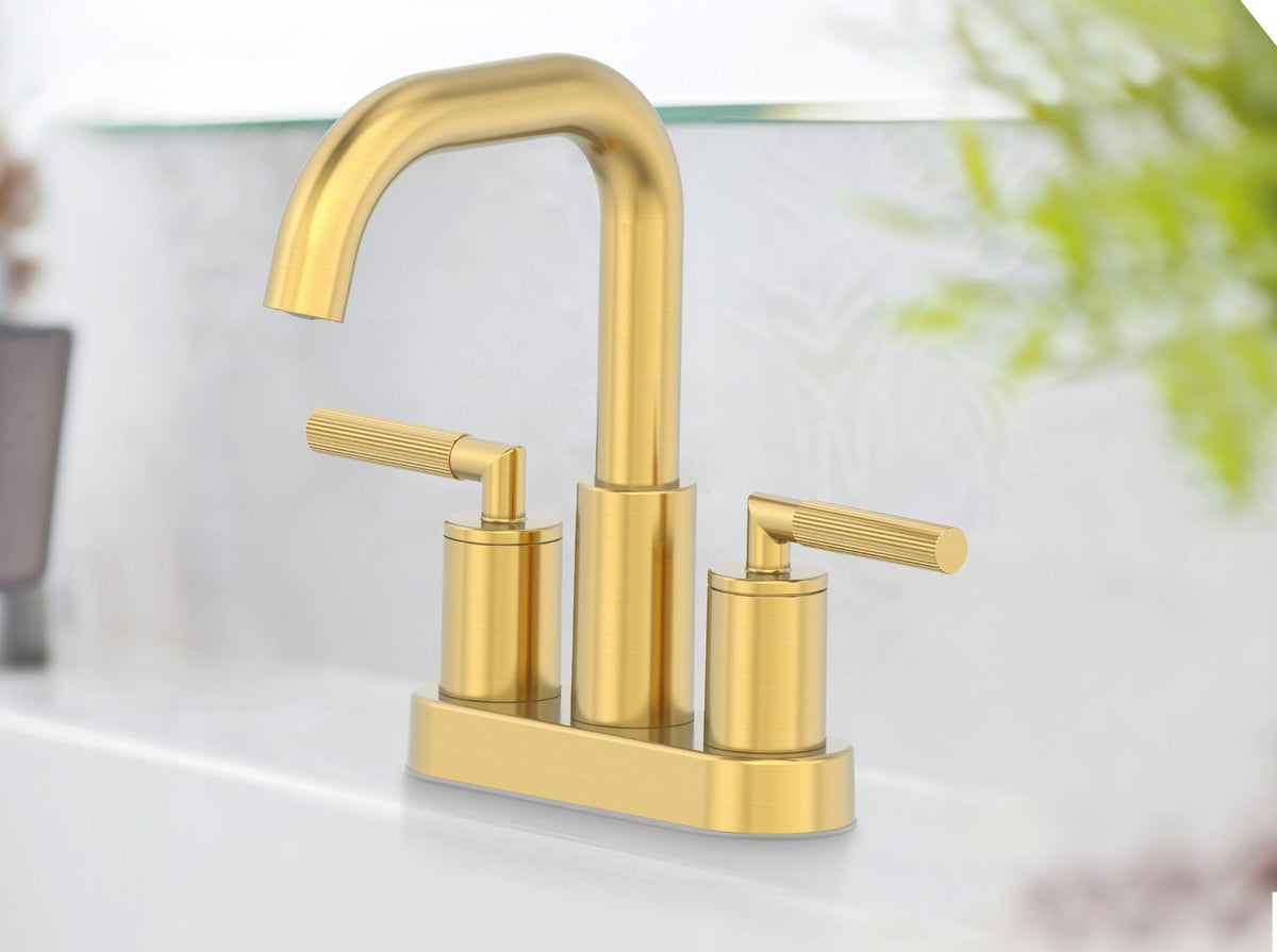 Dorian 2-Handle 4-in Centreset Lavatory/Bathroom Sink Faucet, Brushed Gold