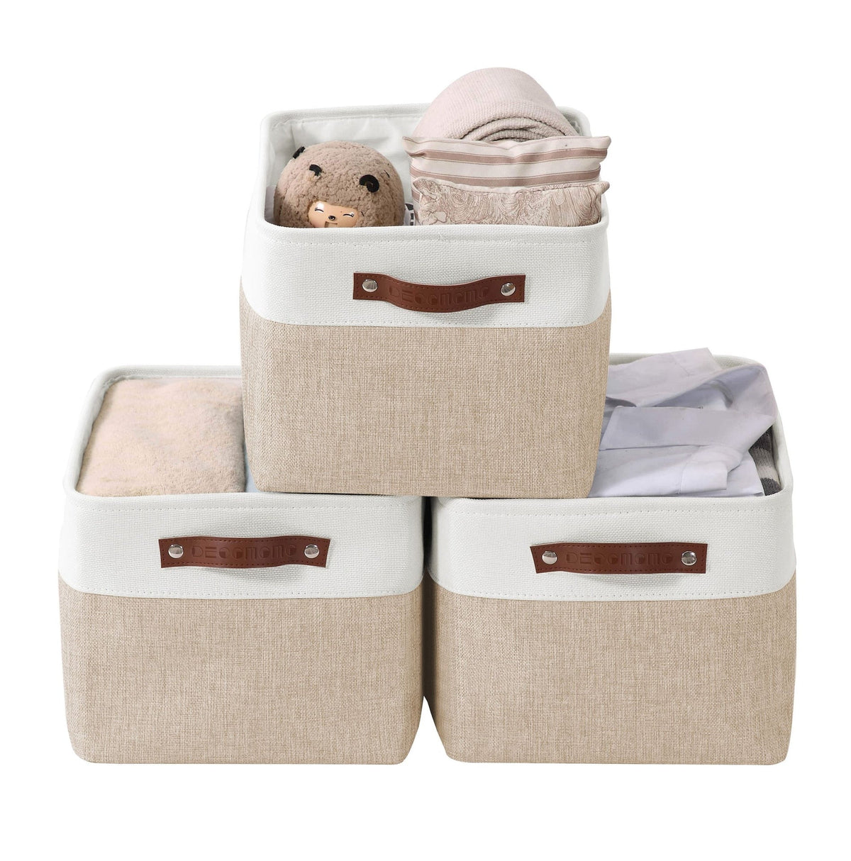 Large Soft-Sided Foldable Storage Basket, 3-pk, Beige