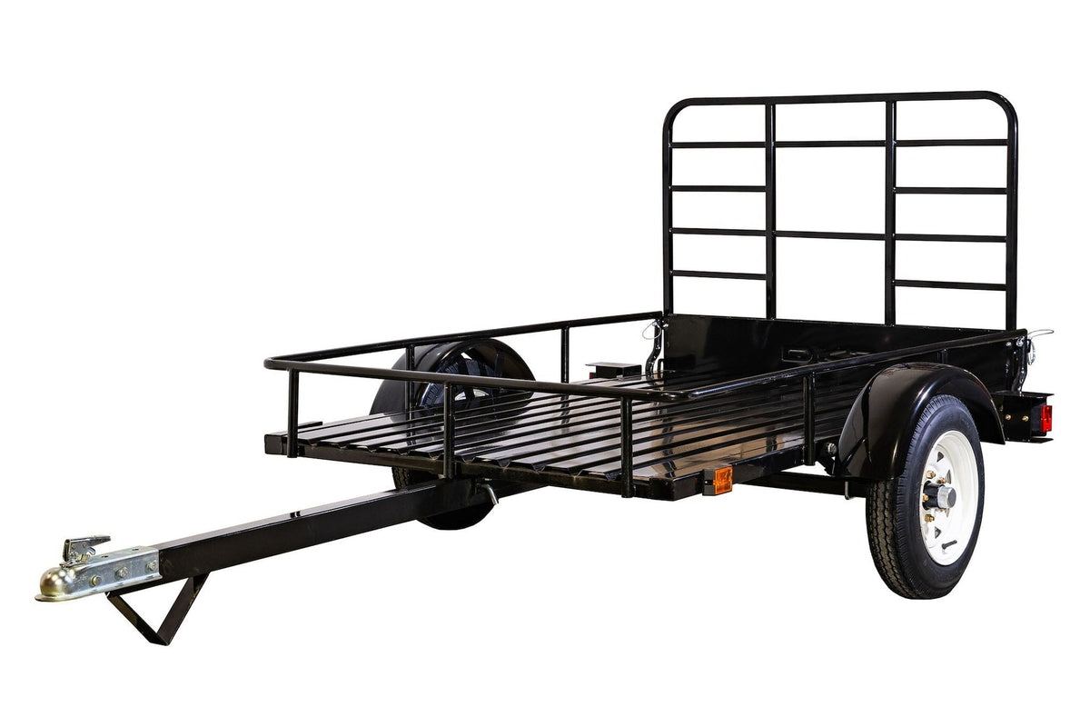 by Marlon 4x6-ft Single-Axle Black Open Rail Utility Trailer with Ramp Gate, 1314-lb Capacity