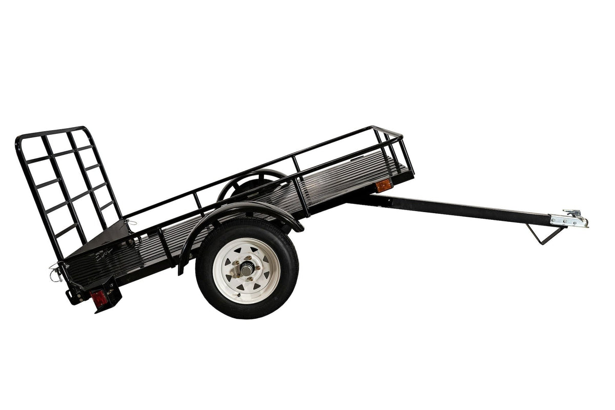 by Marlon 4x6-ft Single-Axle Black Open Rail Utility Trailer with Ramp Gate, 1314-lb Capacity