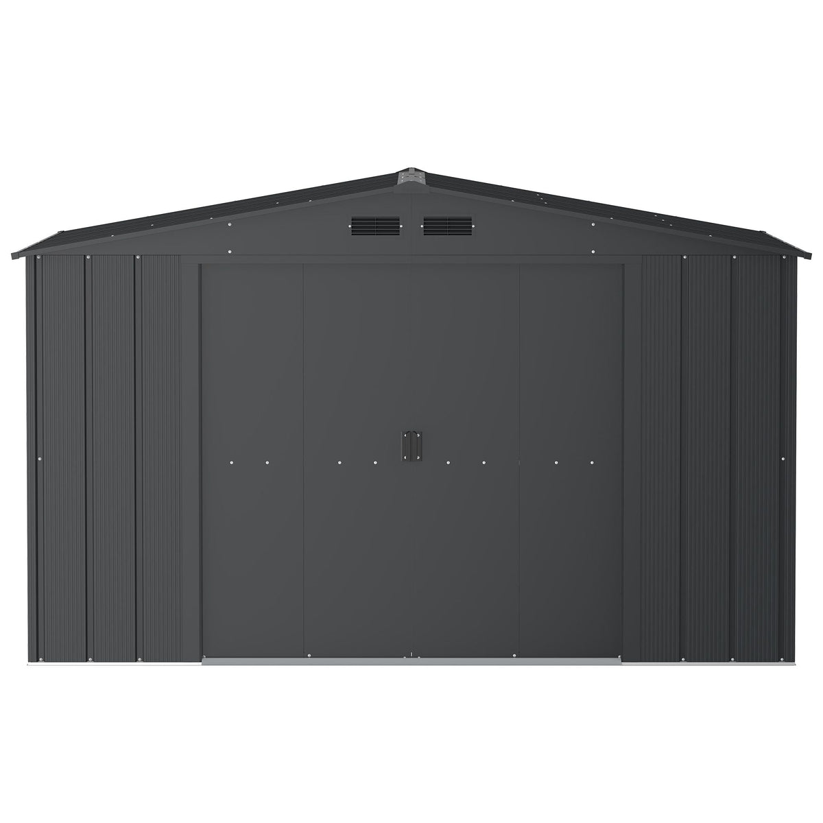 Metal Outdoor Storage Shed with Steel Frame, Dark Grey, 10-1/2-ft x 8-ft